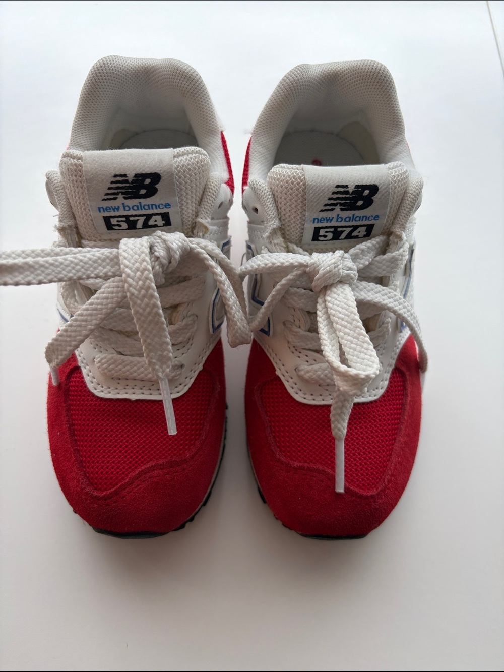 New Balance Kids 574 Red & White Sneakers, Toddler size 11